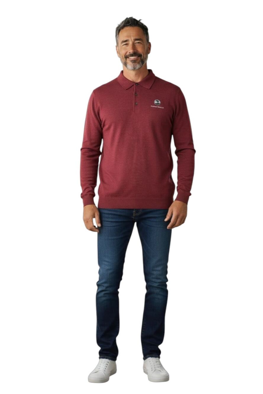 Pebble Beach Classic Polo Shirt Mens Large Red Long Sleeve Cotton Golf Casual